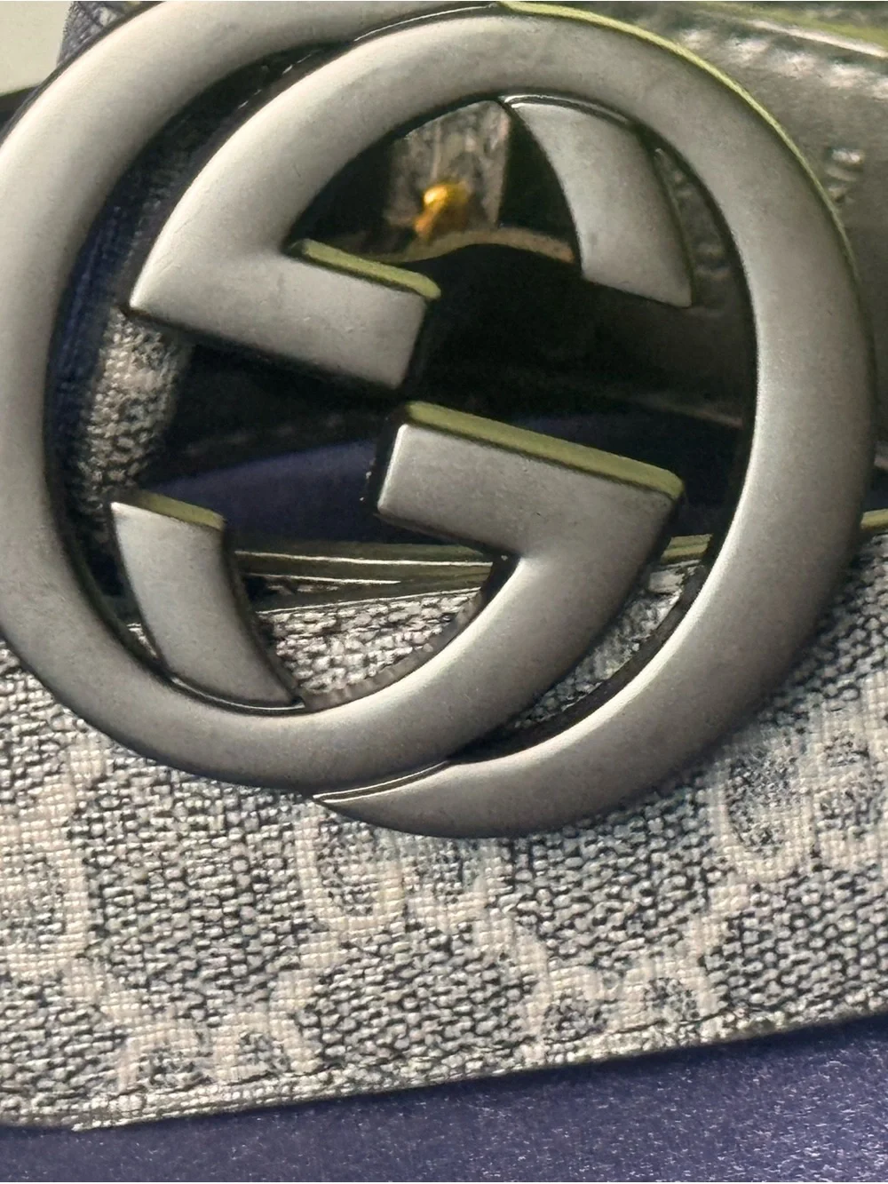 Gucci Black GG Supreme Belt Bag with Matte Black Double-G Buckle